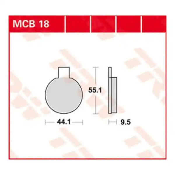 Bild 2 von TRW Lucas Bremsbeläge organisch MCB18 44,1x55,1x9,5mm