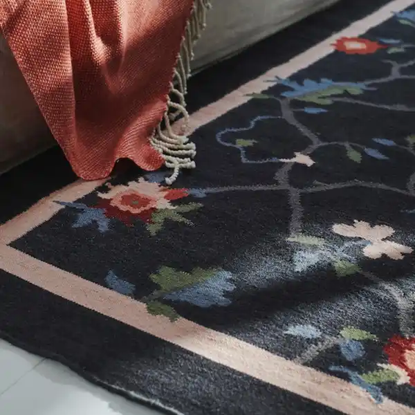 Bild 3 von KLOCKBUSKE Teppich flach gewebt, dunkelgrau/Blume 160x230 cm