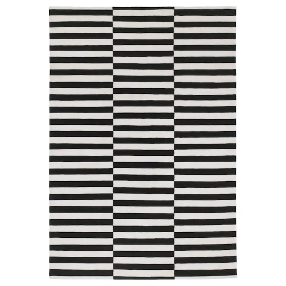 Bild 1 von STOCKHOLM Teppich flach gewebt, Handarbeit/gestreift schwarz/elfenbeinweiß 170x240 cm