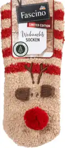 Fascino Kuschelsocken mit Rentier-Motiv beige & rot Gr. 39-42