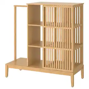 NORDKISA Kleiderschrank, offen/Schiebetür, Bambus 120x123 cm