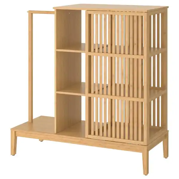 Bild 1 von NORDKISA Kleiderschrank, offen/Schiebetür, Bambus 120x123 cm