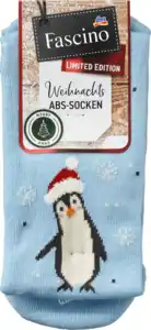 Fascino ABS Socken XMAS mit Pinguin-Motiv blau Gr. 35-38