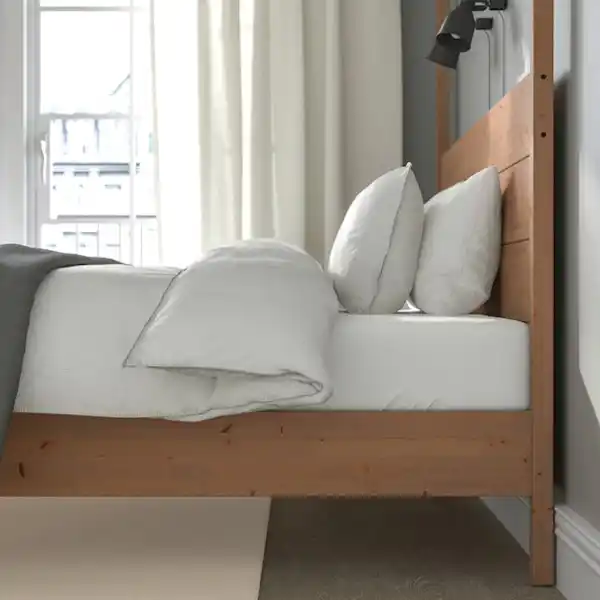 Bild 4 von YTTERVÅG Himmelbettgestell, graubraun/Luröy 140x200 cm