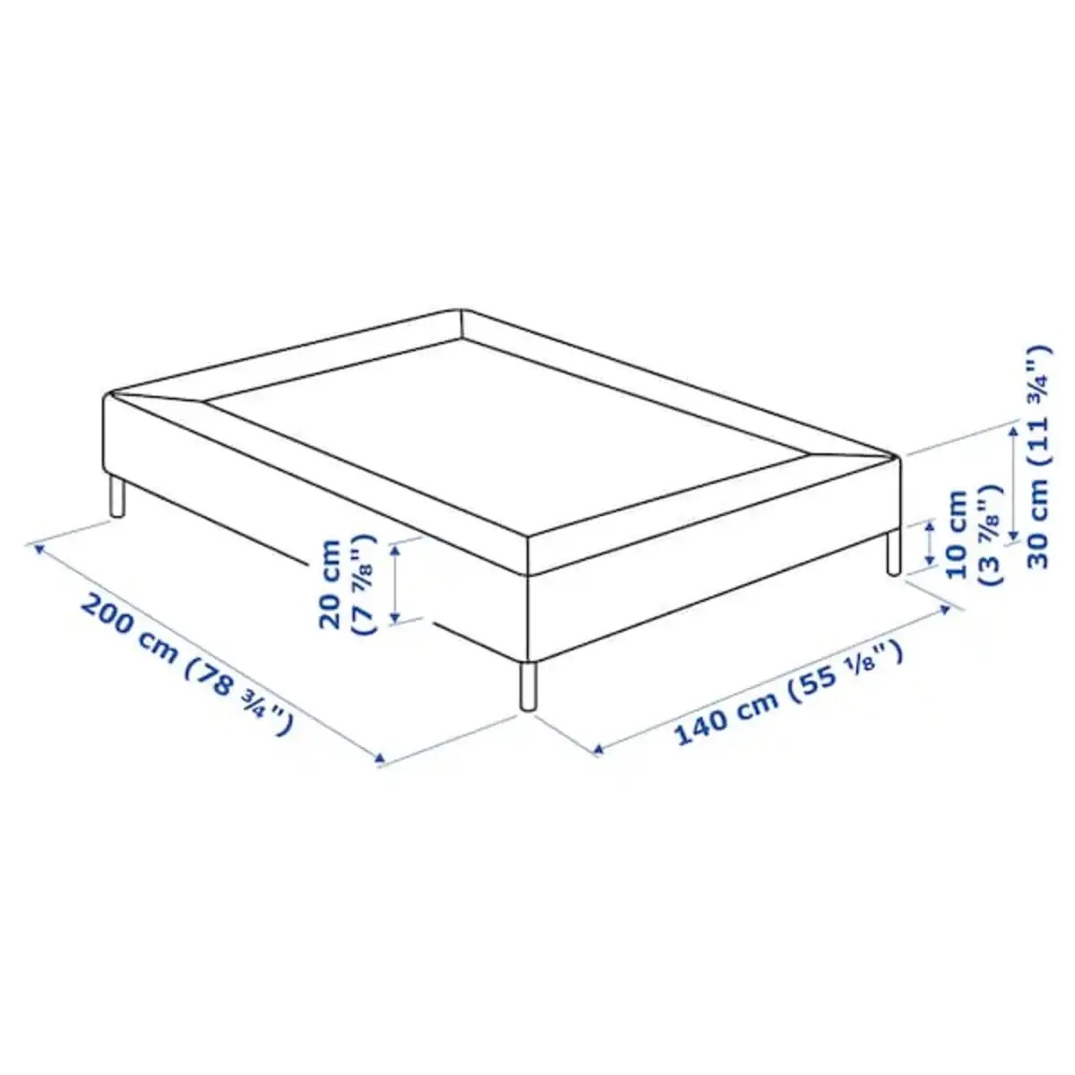 Bild 4 von ESPEVÄR Boxspring mit Beinen, weiß 140x200 cm