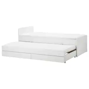 SLÄKT Bettgestell, Unterbett+Aufbewahrung, weiß 90x200 cm