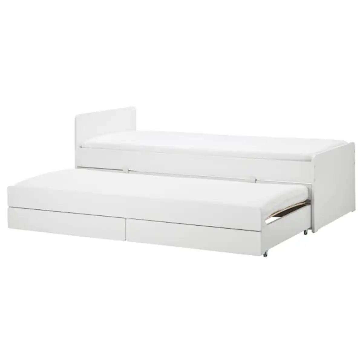 Bild 1 von SLÄKT Bettgestell, Unterbett+Aufbewahrung, weiß 90x200 cm