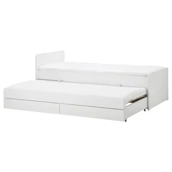 Bild 1 von SLÄKT Bettgestell, Unterbett+Aufbewahrung, weiß 90x200 cm