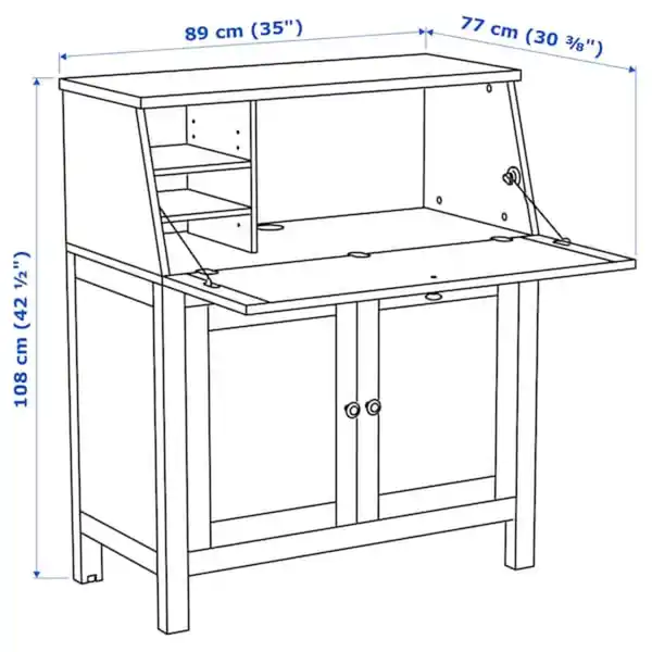 Bild 4 von HEMNES Sekretär, weiß gebeizt 89x108 cm