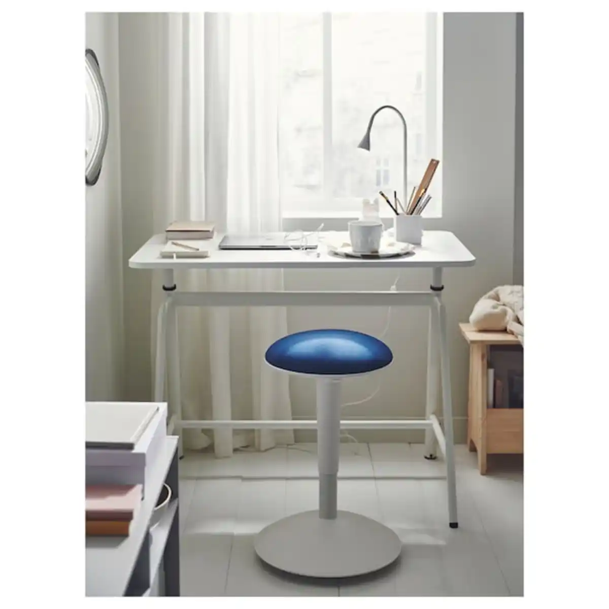 Bild 4 von GLADHÖJDEN Schreibtisch sitz/steh, weiß 100x60 cm