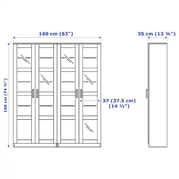 Bild 3 von BRIMNES Vitrine, schwarz 160x35x190 cm