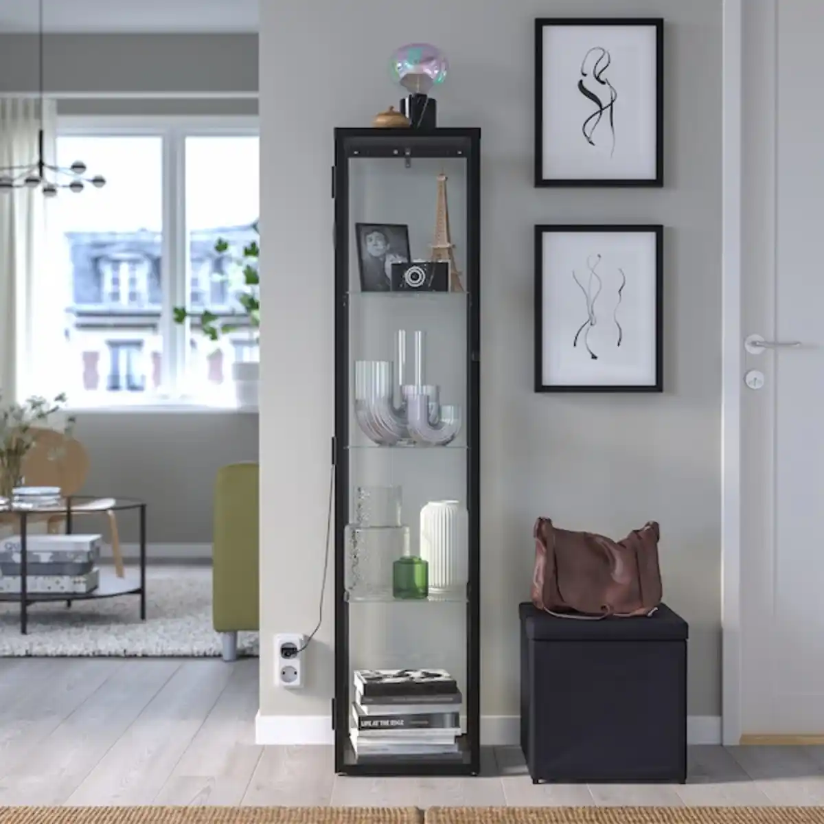 Bild 2 von BLÅLIDEN Vitrine, schwarz 35x32x151 cm