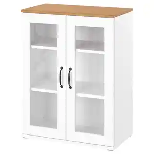 SKRUVBY Schrank mit Vitrinentüren, weiß 70x90 cm