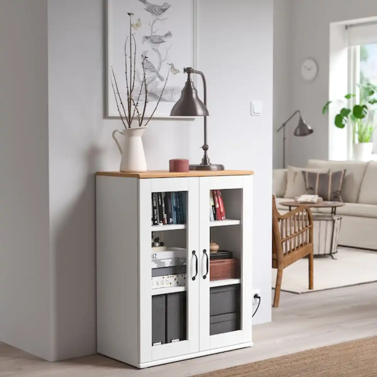 Bild 2 von SKRUVBY Schrank mit Vitrinentüren, weiß 70x90 cm