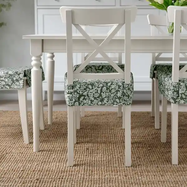 Bild 4 von DVÄRGDUNÖRT Stuhlkissen, grün/weiß 42/35x42x4 cm