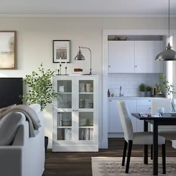 Bild 2 von HAVSTA Vitrine mit Sockel, weiß/Klarglas 81x37x134 cm