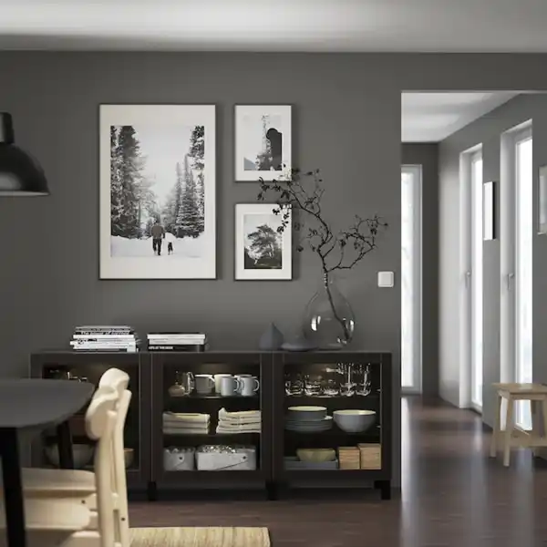 Bild 3 von BESTÅ Aufbewahrung mit Türen, schwarzbraun/Sindvik/Stubbarp Klarglas sbr 180x42x74 cm