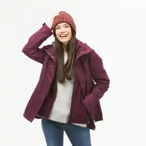 FORCLAZ 3-in-1-Jacke Damen wasserdicht Komfort bis 0 °C - Travel 100 rot