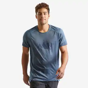 QUECHUA Wandershirt kurzarm Bergwandern MH500 Synthetik Herren graublau