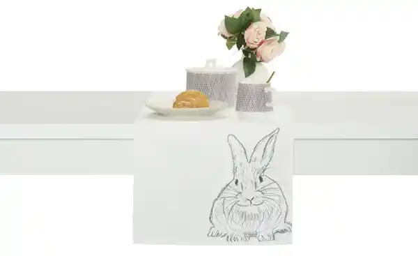 Bild 1 von HOME STORY Tischläufer  Ostern ¦ weiß ¦ Synthetik ¦ Maße (cm): B: 40 Sale > Haushalt Sale - Möbel Kraft