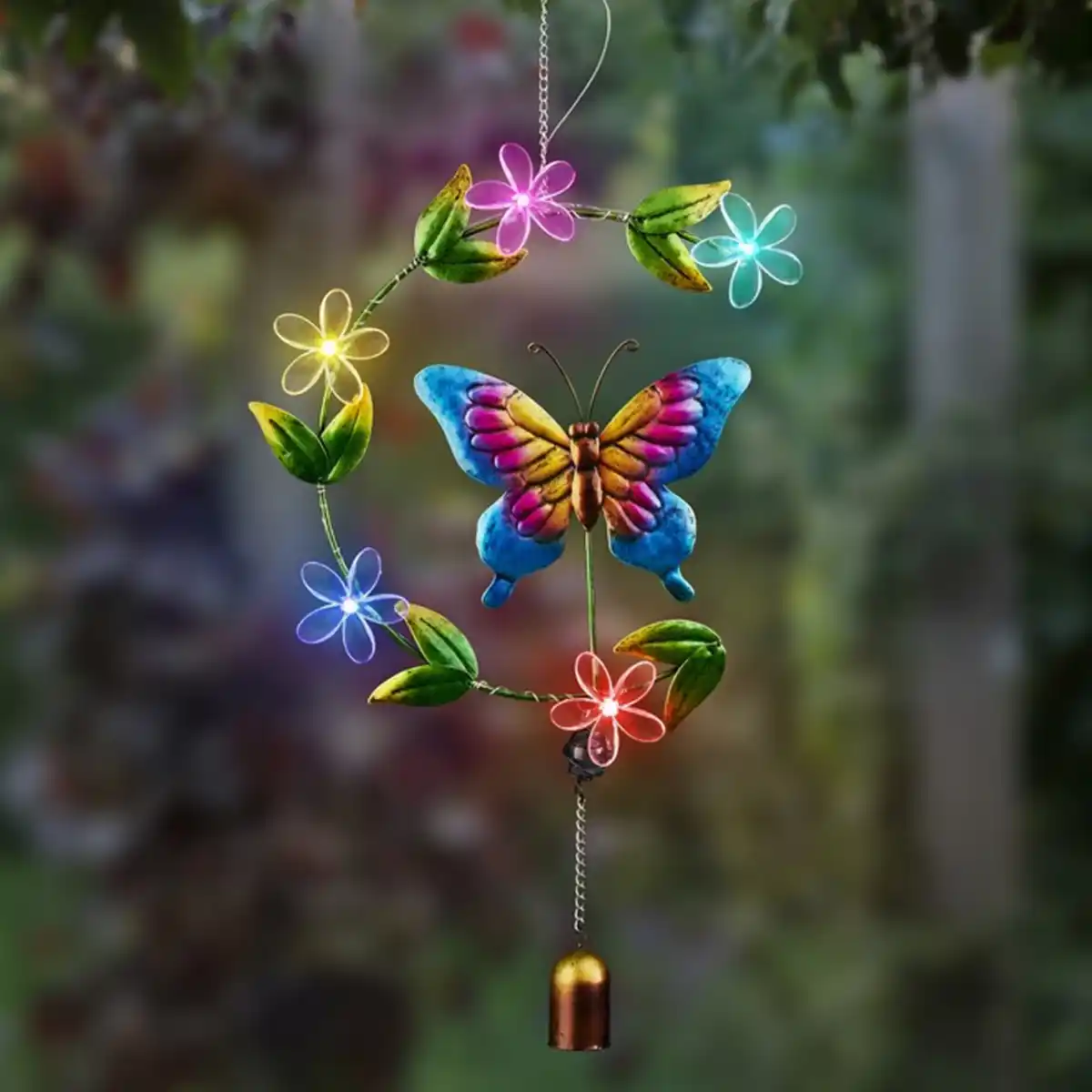 Bild 2 von I-Glow LED-Solar-Hängeleuchte "Glöckchen" - Schmetterling Front