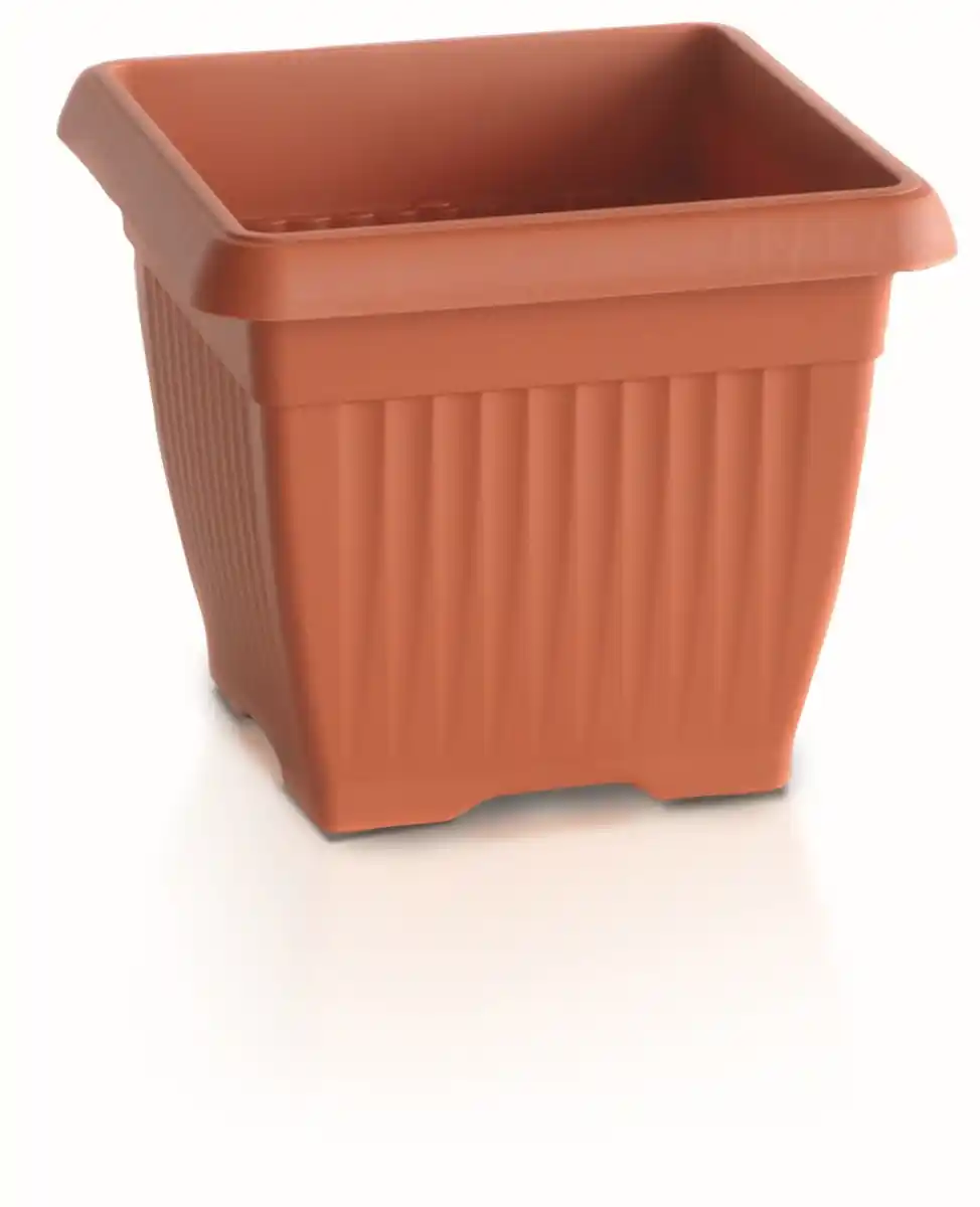Bild 1 von Powertec Garden Pflanztopf mit Dekor "Eckig", ca. 30 x 30 x 25 cm - Terrakotta