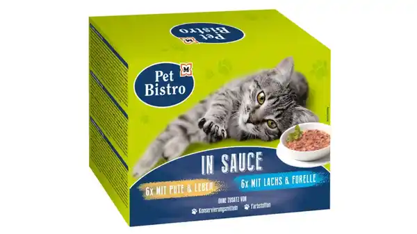 Bild 1 von Pet Bistro Katzennassfutter In Sauce Variationen Pute + Lachs