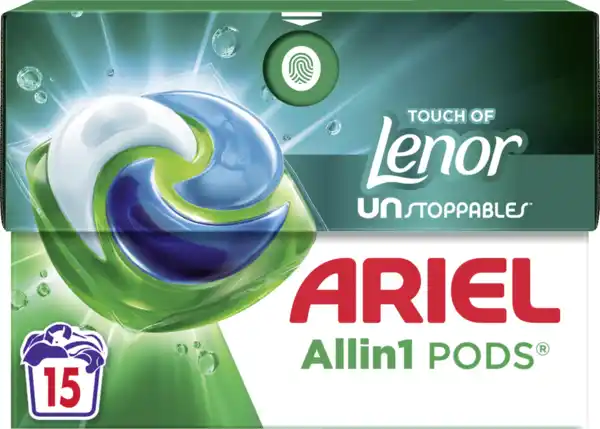 Bild 1 von Ariel Vollwaschmittel Flüssig All-in-1 Pods Touch of Unstoppables 15WL, 15 WL