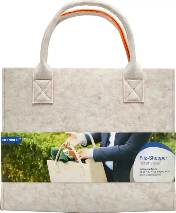 Bild 1 von IDEENWELT Filz-Shopper beige