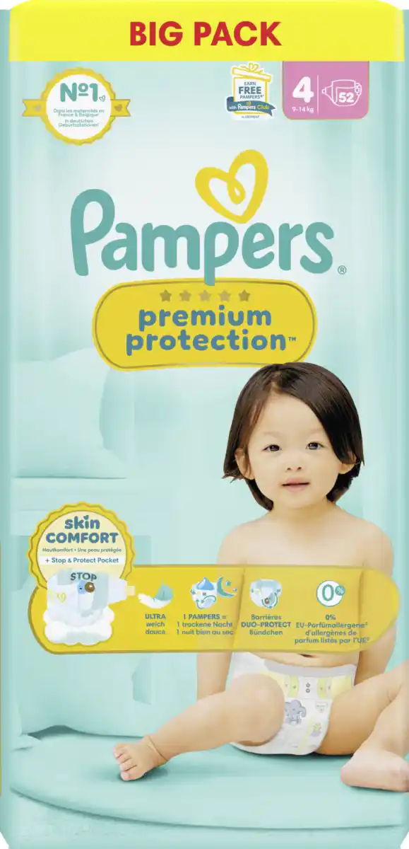 Bild 1 von Pampers premium protection Windeln Gr.4 Maxi 9-14kg Big Pack