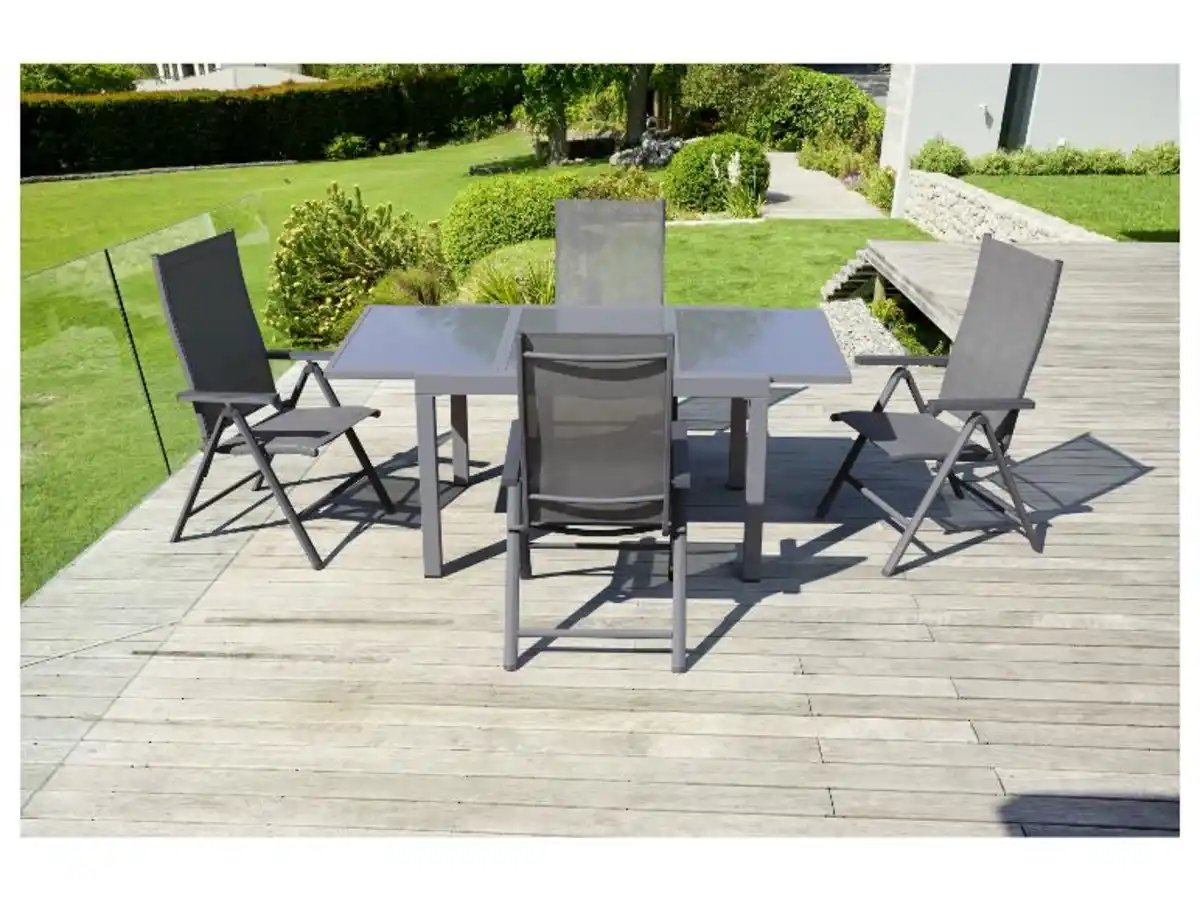 Bild 2 von LIVARNO home Alu-Set »Houston«, 5-teilig - Ausziehtisch & 4 Hochlehner, grau