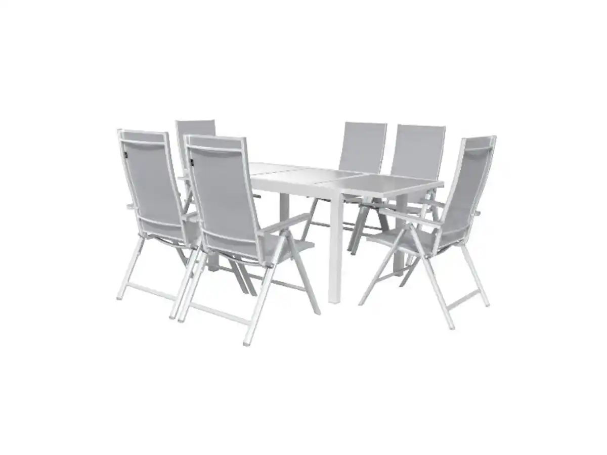 Bild 1 von LIVARNO home Alu-Set »Houston«, 7-teilig - Ausziehtisch & 6 Hochlehner, weiß/hellgrau