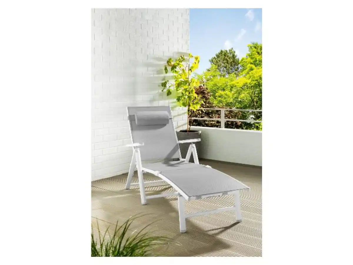 Bild 2 von LIVARNO home Alu-Liegestuhl »Houston«, mit Armlehne, weiß/hellgrau