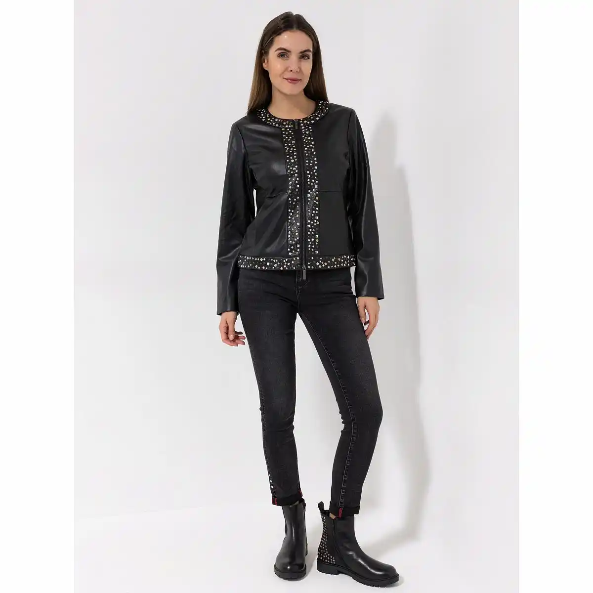 Bild 1 von DINE 'N' DANCE Jacke Lederoptik Nietendetails figurbetont