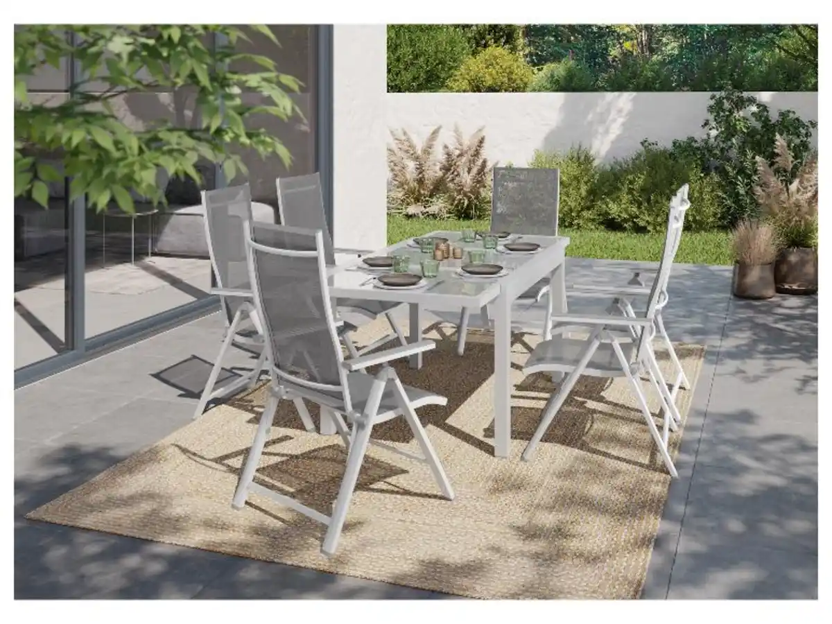 Bild 3 von LIVARNO home Alu-Set »Houston«, 7-teilig - Ausziehtisch & 6 Hochlehner, weiß/hellgrau