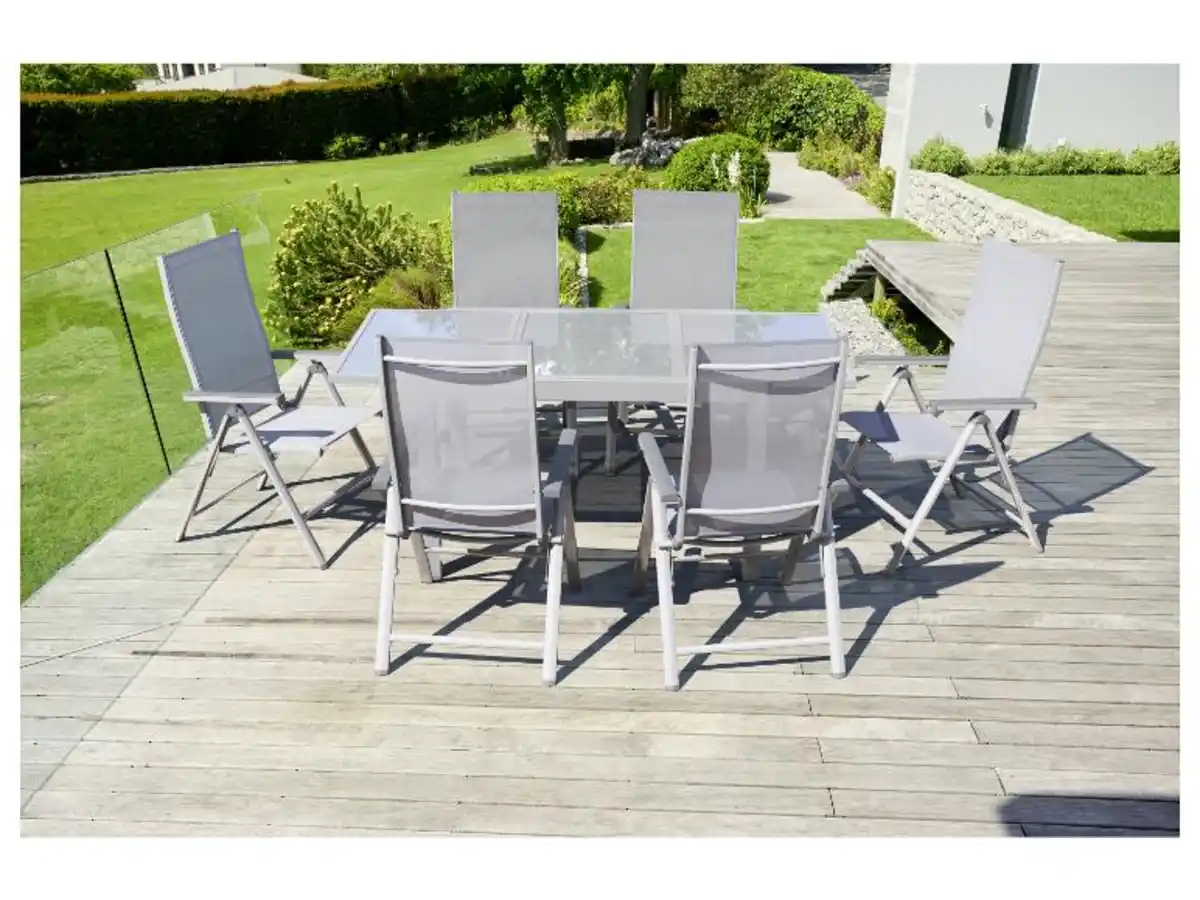 Bild 2 von LIVARNO home Alu-Set »Houston«, 7-teilig - Ausziehtisch & 6 Hochlehner, weiß/hellgrau