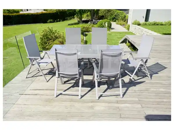 Bild 2 von LIVARNO home Alu-Set »Houston«, 7-teilig - Ausziehtisch & 6 Hochlehner, weiß/hellgrau