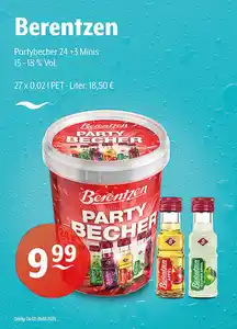 Berentzen Partybecher 24 + 3 Minis 15 - 18 % Vol.