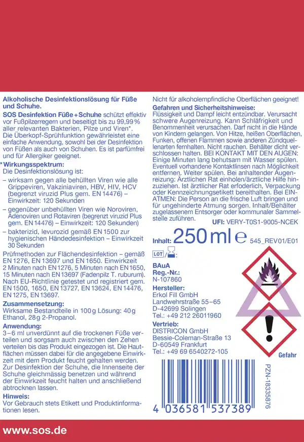Bild 2 von SOS Fuß-Des­in­fektions-Spray, 250 ml