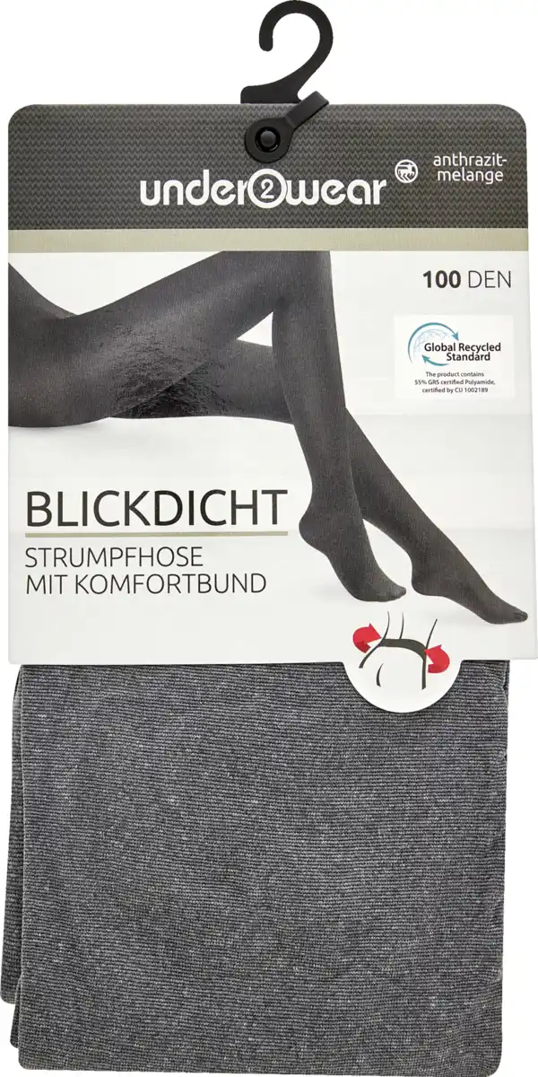 Bild 1 von under2wear Strumpfhose blickdicht 100 DEN, anthrazit-melange, Gr. M (40/42)