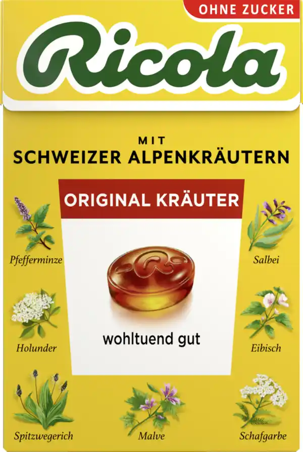 Bild 1 von Ricola Schweizer Kräuterbonbons "Kräuter Original" zuckerfrei, 50 g