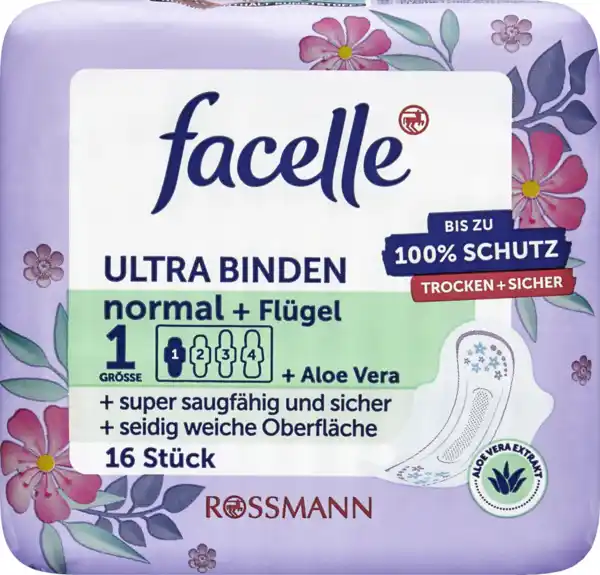 Bild 1 von facelle Ultra Binden normal + Flügel + Aloe Vera