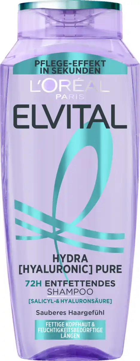 Bild 1 von L’Oréal Paris Elvital Hydra Hyaluronic Pure 72H Entfettendes Shampoo, 300 ml