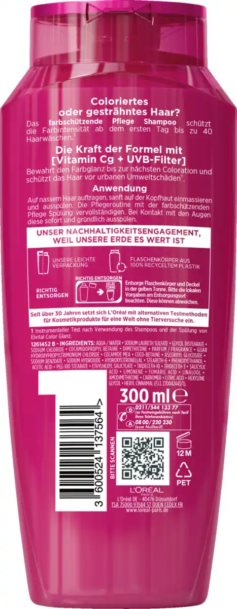 Bild 2 von L’Oréal Paris Elvital Color Glanz Farbschutz Pflege Shampoo, 300 ml