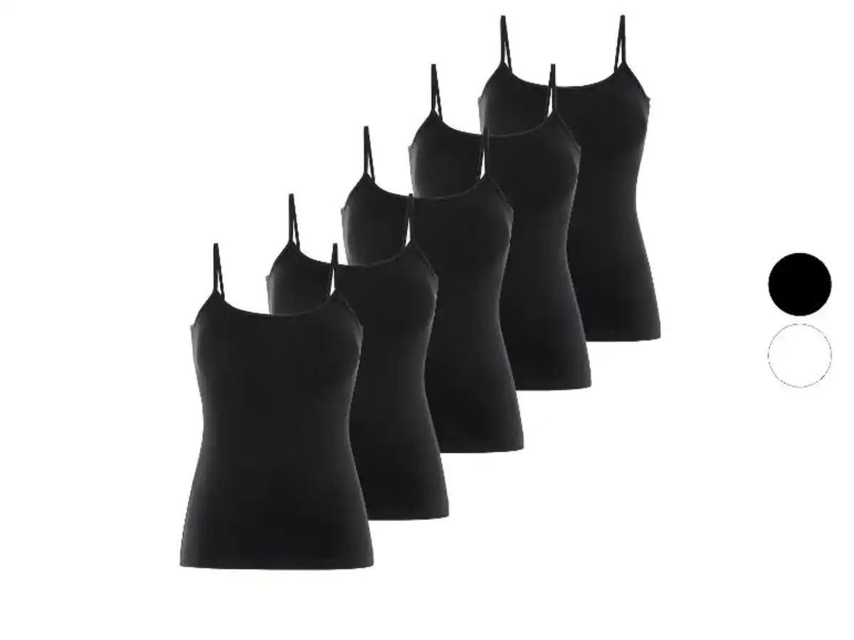 Bild 1 von esmara® Damen Spaghettiträgerhemden, 5 Stück, hoher Baumwollanteil