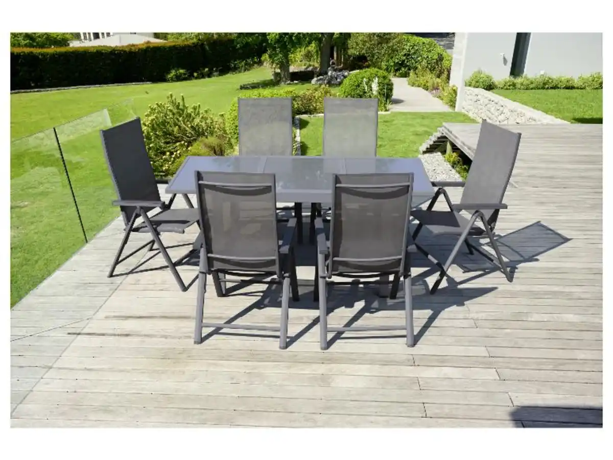 Bild 2 von LIVARNO home Alu-Set »Houston«, 7-teilig - Ausziehtisch & 6 Hochlehner, grau