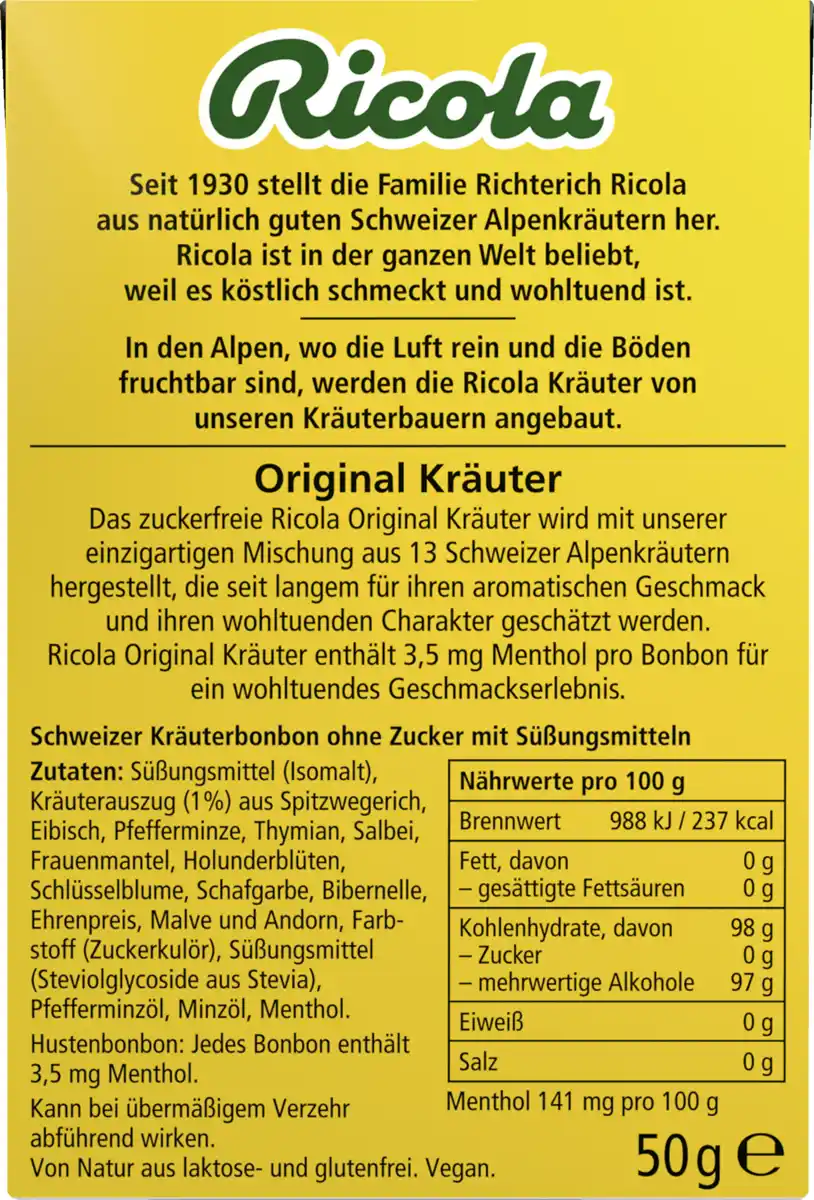 Bild 2 von Ricola Schweizer Kräuterbonbons "Kräuter Original" zuckerfrei, 50 g