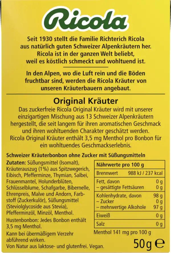 Bild 2 von Ricola Schweizer Kräuterbonbons "Kräuter Original" zuckerfrei, 50 g