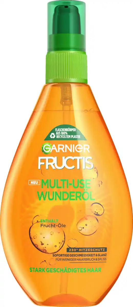 Bild 1 von Garnier Fructis Hitzeschutzspray Anti-Spliss Wunder-Öl Stark Stark Geschädigtes Haar, 150 ml