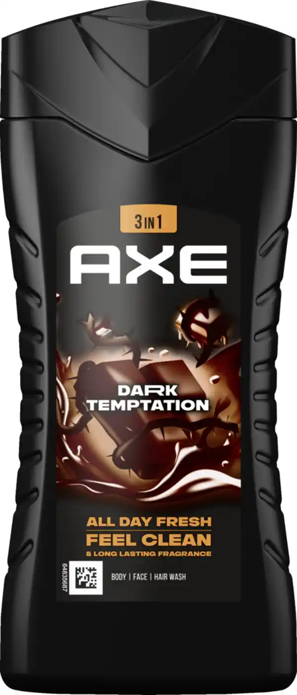 Bild 1 von AXE 3-in-1 Duschgel & Shampoo Dark Temptation für Körper, Gesicht und Haar, 250 ml